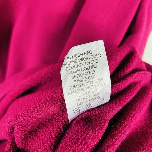 Roaman's Size 22 24 Embellished Sleeve Sweater Pink Fuchsia Cotton Blend - Picture 6 of 6